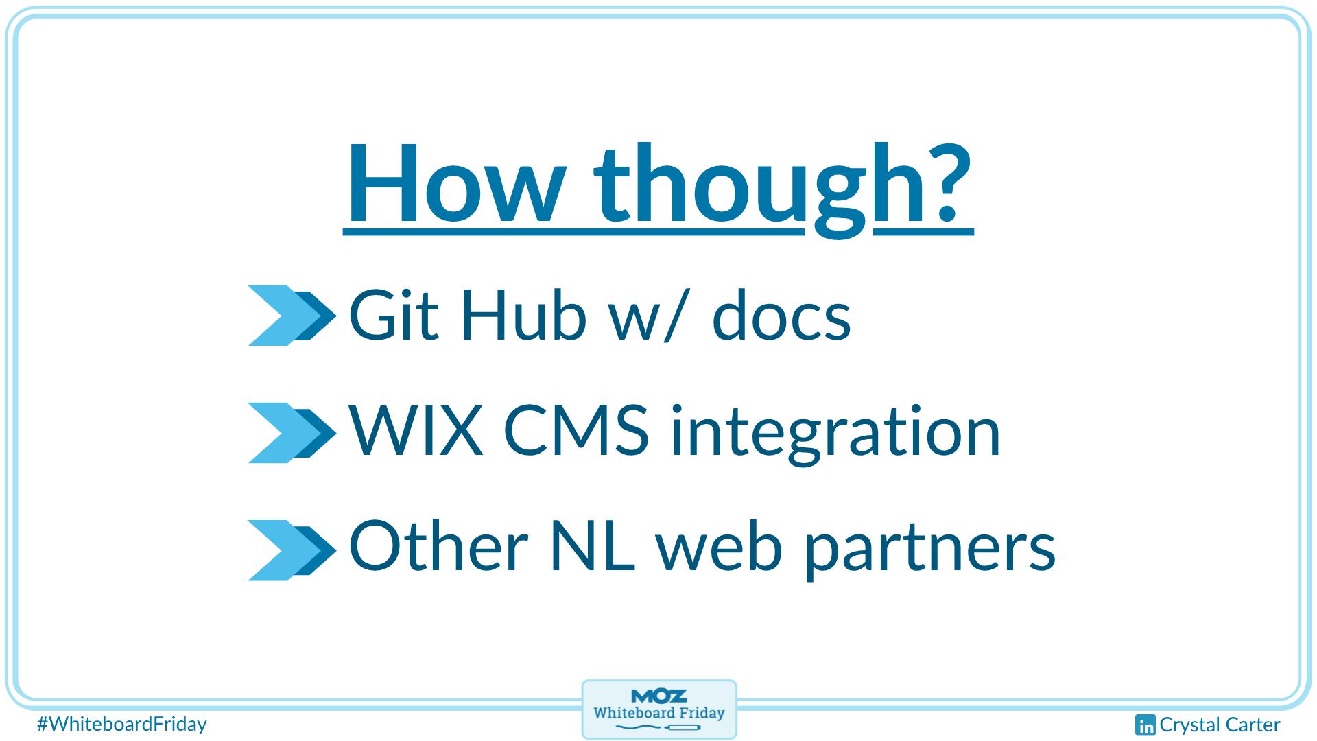 A zoomed-in section of the whiteboard listing ways to implement NLWeb.