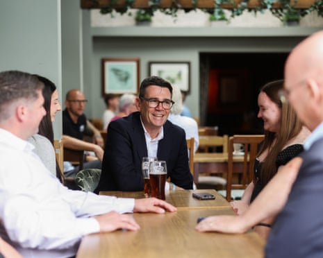 Andy Burnham visits the Hare pubin Harlow last month